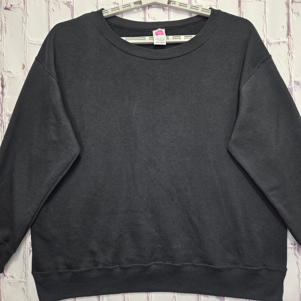 Vintage Y2K 90s Hanes Her Way Black 50/50 Crewneck Sweatshirt Womens XL Pullover